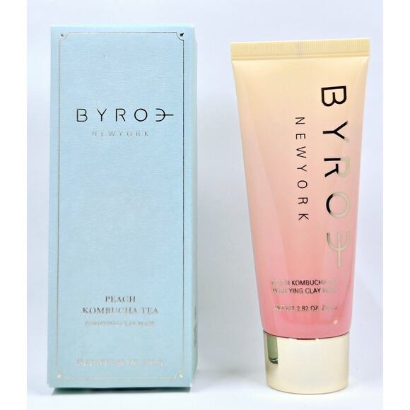 Byroe Peach Kombucha Tea Purifying Clay Mask 2.82oz./80g Full Size New In Box - Picture 1 of 5
